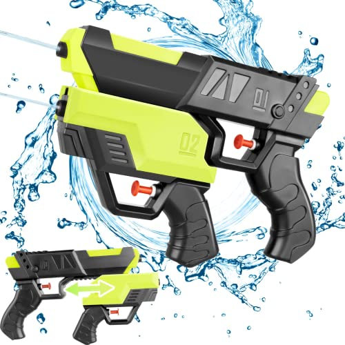 Wasserpistole für Kinder Erwachsene 2er Wasserspritzpistole, Doppeldüse Split Spritz Wasser Pistol Spielzeug, Sommer Schwimmbad Strand Outdoor Spaß Wasserschlacht Spielzeug (gelb)