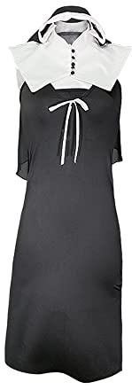 SINMIUANIME Damen Dessous Uniform Damen Dessous Kreuzkragen Sexy Quaste Schwarz Weiß Nonne Cosplay Dessous Anzug (2718Black White), Einheitsgröße