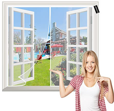 Moustiquaire Porte Fenetre Enroulable 50x120cm Moustiquaire Porte Fenetre Moustiquaire sur Mesure de Porte Fermeture Automatique pour La Plupart Les Types de FenêTres Blanc