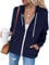Jhsnjnr Womens Fashion Casual Jackets Classic Long Sleeve Hooded Tops Sweatshirts Zip Up Hoodies Navy Blue