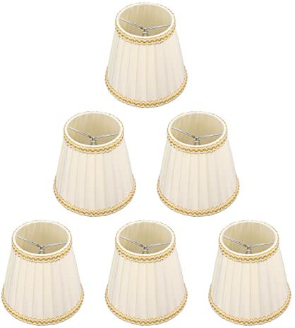 Dpofirs 6 Stück Kleiner Lampenschirm, Kleiner Kronleuchter Zum Aufstecken, Trommel Lampenschirm Tuch für Kronleuchter, Kerzenlampen, Beleuchtungszubehör