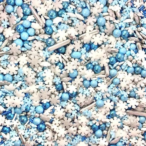 Blue white silver metallic snowflakes sprinkles christmas frozen decoration birthday edible pearls for cupcakes cakes cake topper balls Christmas FROSTY MORNINGS