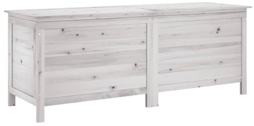 vidaXL Solid Fir Wood Garden Storage Box - Ample Storage Space, Moisture, Optimal Ventilation, Easy Assembly - White