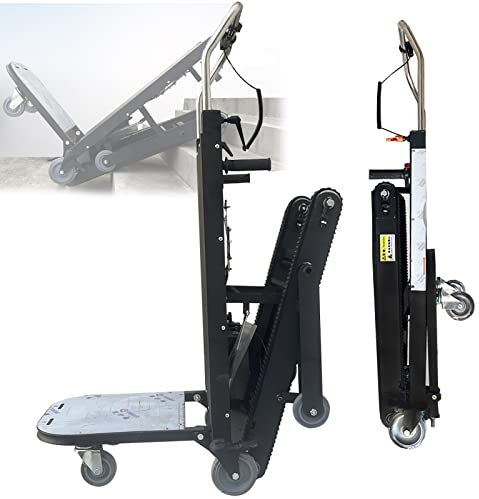 Elektrischer Treppensteiger, Raupen-Treppensteigwerkzeug, Faltbares Leichtgewicht (35 Kg), 100 Kg Belastung, BüRstenloser 250-W-Motor, 24-V-Akku (4-7 Stunden), Treppen Rauf/Runter