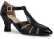 Coutgo Womens Low Heel Dress Shoes T-Strap Mary Jane Kitten Heels Dance Vintage Cutout Pumps, Black, 5 UK