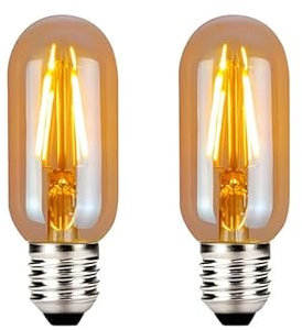 T45 Vintage Glühbirne Led Lampen Edison E27 - 2er Set Retro 6W LED Lampe Birne 110mm Läng Warmweiß Flötenrohr Edison Glühbirne E27 Leuchtmittel Ideal für Wandlampe Stehlampe Deckenleuchte Hängelampe