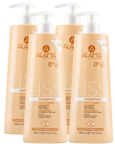 Shampoo Liss Alama Lisciante per capelli lisci e setosi 500ml (4 Shampoo)