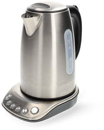 Nedis SmartLife Wasserkocher Wi-Fi - 1,7 l - Edelstahl - 70,80,90,100 °C - Temperaturanzeige Um 360 Grad drehbar - Verdecktes Heizelement - Strix Controller - Android™ / IOS