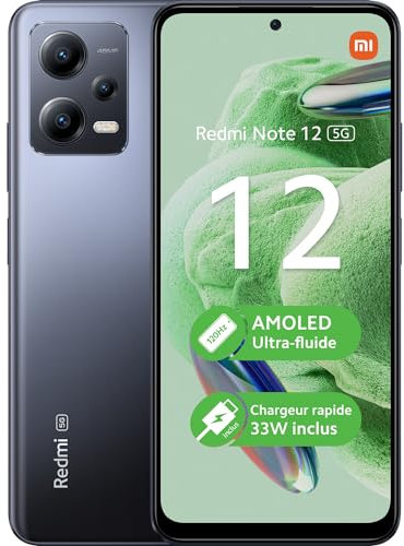 Xiaomi Redmi Note 12 5G 128 Go/4 Go Double SIM Onyx-Gris (Reconditionné)