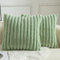 Mandioo 2er Set Kissenbezug gestreiftes Künstlich Pelz Superweich Kissen Flauschig Modern Kissenhülle Deko Sofa Wohnzimmer Schlafzimmer Kissenbezüge 60 x 60 cm Salbeigrün