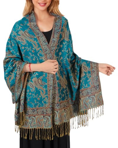 Lamca Pashmina Schal Damen, Elegant Weich Schultertuch Schal für Damen, Leicht Frauen Halstuch Stola mit Paisleymuster - Tuch Lang Damen