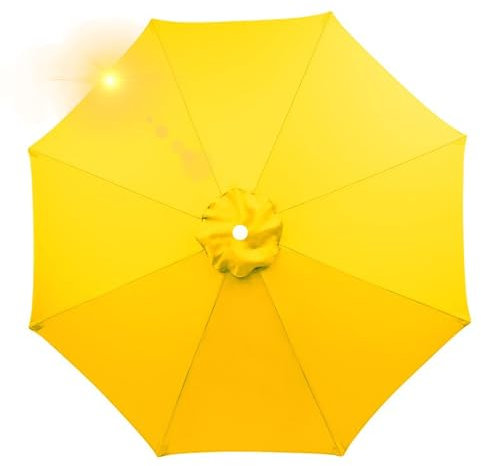 Replacement Parasol Canopy, 3M/2.7M/2.3M/2M,6 Arms/8 Arms, Garden Parasol, Replacement Parasol Fabric Cover, Parasol Replacement Garden Canopy Cover Sunshade Umbrella (6 ribs-2m(6.5ft),Amarillo)