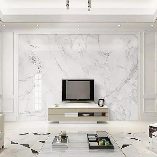 TANYANG Papier Peint Photo Personnalisé Moderne Simple Texture De Marbre Blanc Peintures Murales Salon Tv Canapé Chambre Fond Décoration Murale Papier Peint De Luxe 3 D 150Cm(W)×105Cm(H)