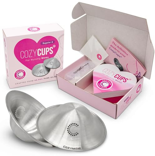 COZYMOM™ Pure Silver Stillbecher – 45 mm mit Silikon-Nippelkorrektur, Brustwarzenpflege, beruhigt wunde Brustwarzen, stillende Mütter, schützt und heilt, hypoallergene Heilbecher, atmungsaktiv und
