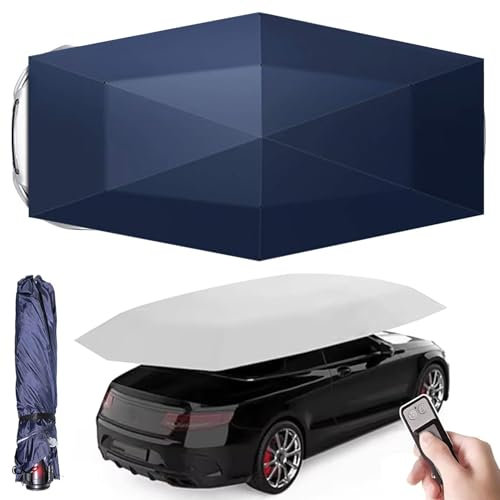 moupeaktain 4.8M Car Tent, Folded Car Protection Sun Shade, Remote Control Canopy, Fully Automatic Car Umbrella, Portable Movable Carport, For Outdoor Tent,Blue