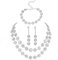 AOWVUTS Hochzeit Schmuck Sets für Damen Strass Kristall Halskette Armband Anhänger Ohrring Set Silber Brautschmuck Set Hochzeit Verlobung Braut Brautjungfer Prom Hochzeits Schmuck
