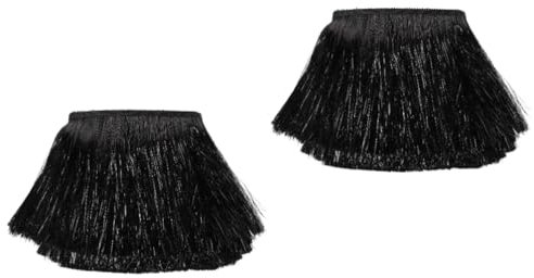 SEWACC 2st Glitzernder Bart Randbeschnitt Lametta Fransen Kleid Für Lateinamerikanischen Tanz Mit Fransen Partykleid Mit Fransen Fransenmaterial Fransenbesatz Aus Baumwolle Plastik Black