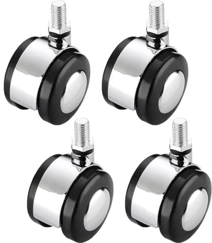 4 Stück Möbelrolle,Rollen M8/M10 Schraube Bockrollen，Schwerlastrollen Lenkrollen für Möbel,4 ohne Bremsen Möbelrollen, 360 Grad Drehung Gummirollen Sesselrollen (M8,50mm)