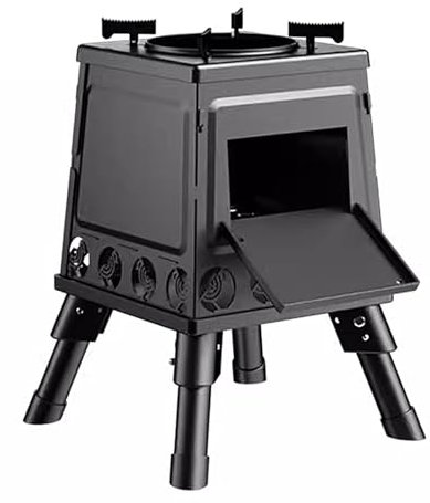 Wood Burning Tent Stove Portable - All Carbon Steel Sauna Stove for Barbecue, Cooking, Boiling Waters - 1.2mm Plate Thickness - Outdoor Camping Stove