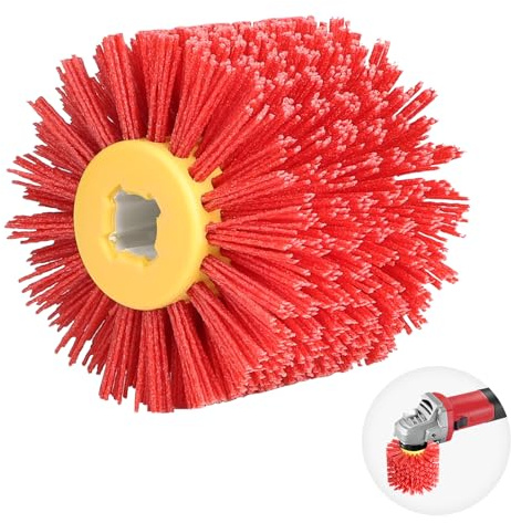 EXLECO Spazzole Nylon #80 Grana Rettifica Abrasivi Wire Spazzola per Lucidatura Spazzola per Mobili Legno, Rullo Abrasivi Wire, Spazzola per Satinatrice per Diametro 19mm Levigatrice Spazzola Rosso