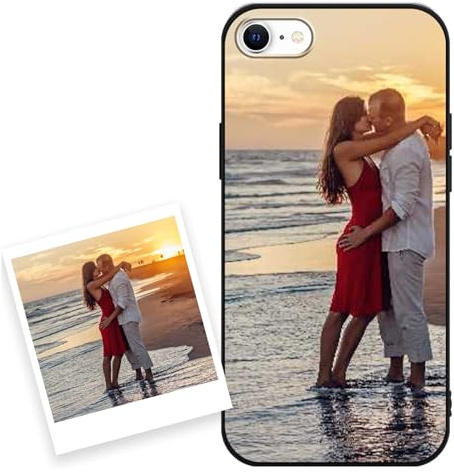 Coiwxmoi Personalisierte Handyhülle für iPhone 7/8/SE 2022/SE 2020 4,7'', Personalisiert Hülle mit Eigenem Bild Foto Selbst Gestalten Schutzhülle, Individuelle Design Silikon Case für iPhone 8,Schwarz