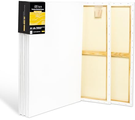 Elan Toile Peinture 50x70 380 g, Lot de 6 Toiles à Peindre 100% Coton, 380 GSM Canvas Painting 50x70, Toile à Peindre Grand Format, Canvas 70x50