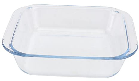 Cabilock 1Stk quadratische Auflaufform aus Glas quadratische Backform Obst Steingut Röster für Glasplatte glasbrett Teller zum Servieren von Speisen Ofenplatte Glas mit hohem Borgehalt Weiß