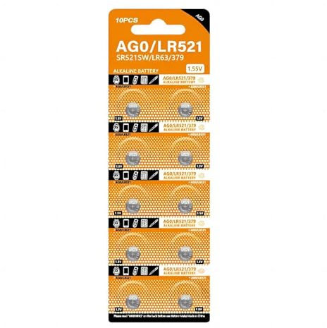 Klaisy Button Battery,Pack of 10/20/30/40pcs AG0/LR521 Button Cell Batteries SR521W SR521SW LR63 379A 379 Coin Cells for Watches Remote Toy