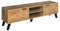 Twinice TV-Schrank, Fernsehtisch mit 2 Türen und 2 offenen Fächern, 160 cm lang, Fernsehschrank mit Stauraum Metallfüße, für Wohnzimmer, Esszimmer, Schlafzimmer, Holzfarbe