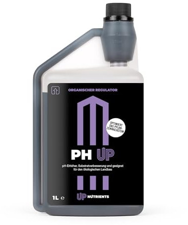 UP NUTRIENTS pH+ Erhöher 1L für Pflanzen | pH-Wert-Anhebung für Boden, Anbau und Blumen | 100% Organischer pH-Korrektor für den ökologischen Landbau geeignet | Flasche mit Dosierer