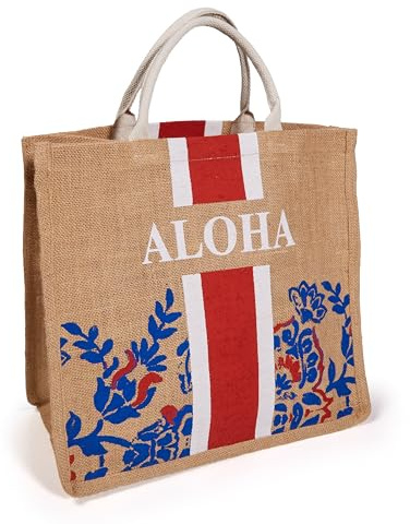 EASY HOME Borsa Mare, Borsa Donna, 100% Juta Naturale, Shopper Estiva, 40x35X18 cm, Con Manici In Corda, Chiusura a Bottone magnetico, Capiente, Leggera ed Ecologica (Arancio)