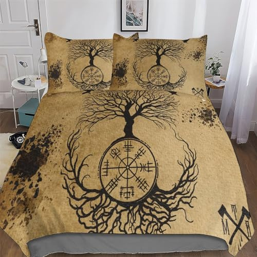 LLXXHH Wikinger Myth Bettwäsche Atmungsaktive Angenehme Bettbezüge Für Jungen Mädchen Bettdeckenbezug, 3teilig Bettbezug + Kissenbezug Double (200x200cm)