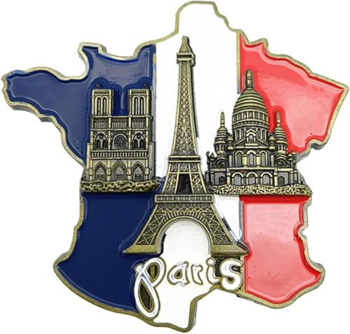 Paris Souvenir 3D Resin Fridge Magnet - Colorful France Map and Eiffel Tower Décor with Notre Dame Design, Durable Travel Gift for Home and Kitchen Accessories