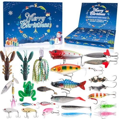 Angel Adventskalender 2025 Männer, 24 Tage Angeln Countdown Adventskalender, Weihnachtsüberraschungen für Männer, Jungen, Jugendliche, Ehemann und Freunde