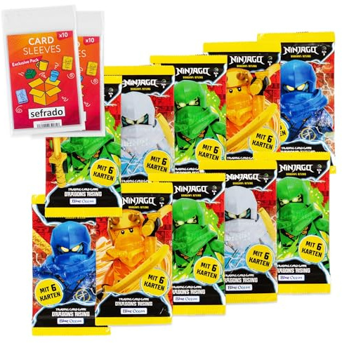 Bundle Exclusive Hüllen kompatibel mit Blue Ocean Ninjago 10 Booster Serie 9 Dragons Rising Trading Card Game 2024