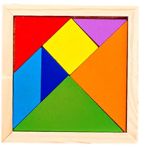 Logic Puzzle aus Holz - Intelligenter geometrischer Block, klassischer Gehirnteaser, kognitives Farbspielzeug, Modellanordnungsfliesen, Lernhilfe, Bildungsentwicklung,