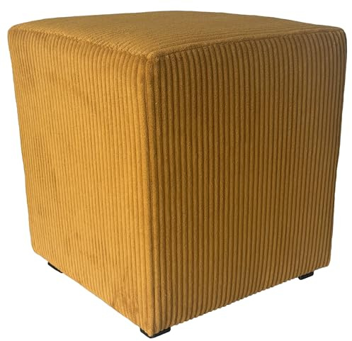 Extrasen Hocker Wohnzimmer Sitzhocker - Quadratisch 40 x 40 cm - Sofahocker - Dünner Cord Rostbraun