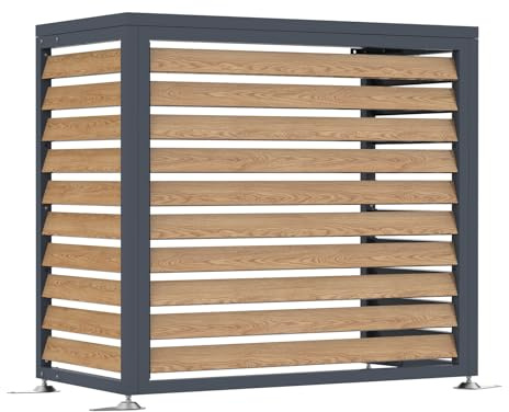 WESTMANN Boxa S Wärmepumpenverkleidung 100x56x97 cm Holzoptik Anthrazit | Der verzinkte, pulverbeschichtete Stahl (0,9-1,0 mm) ist bodenstehend oder schwebend montierbar, inkl. verstellbarer Füße.