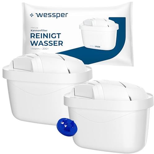 Wessper wasserfilter kartuschen, zusätzlicher für PIN Brita kanne - 2 Stück | Filter mit Aktivkohle, Ionenaustauschharz, Kompatibel mit Dafi, Kompatibel mit Brita, Kompatibel mit BWT Aquaphor
