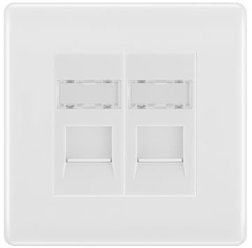 BG Nexus White Moulded 2 Gang RJ45 Data Socket NWMRJ452W White Inserts