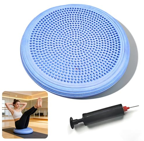 LAIYORA Balance Kissen Mit Pumpe Aufblasbares Sitzkissen 34 cm Orthopädisches Gleichgewichtskissen mit Massagenoppen für Büro Yoga Fitness Blau