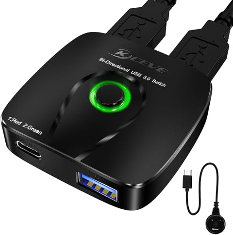 YOUTINGHDAV USB 3.0 Switch 2 PC, 2 in 1 out, USB Switch 3.0 for 2 Computers Share Mouse, Keyboard, with Wired Remote(4K USB-A 2 in 1 out KVM)