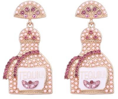 Bijoux Bouteille Boucles d'oreilles Margarita Bière Déclaration Strass Grand Art Déco Fantaisie Dangle Fête de Vacances Célébration pour Les Femmes