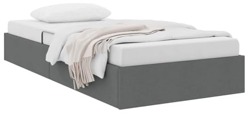 vidaXL Letto con Contenitore Grigio Scuro 100 x 190 cm Tessuto