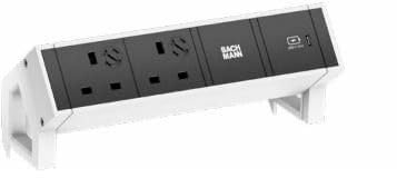 Bachmann DESK2 2xUK 1xUSB C 60W 0,2m GST18 RAL9010 Desk 2, 2 AC, W125899755 (GST18 RAL9010 Desk 2, 2 AC-Ausgänge, Innenbereich, Aluminium, Kunststoff, Schwarz, Weiß, 1 Stück(e))