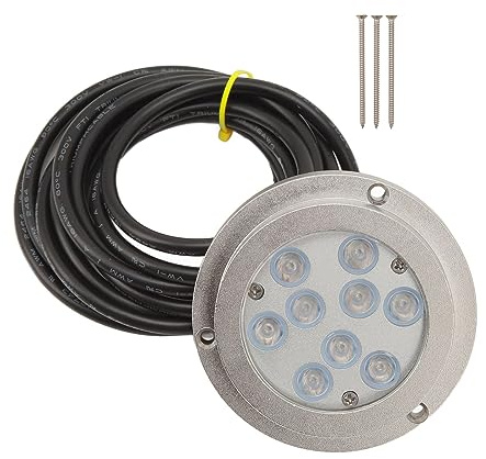 Clphendorine Luce subacquea a LED da 3,8 pollici per barche, luce marina impermeabile IP68 per piscine, in acciaio inox 316, 9 LED blu con cavo da, adatta per yacht, barche a vela e pontoni