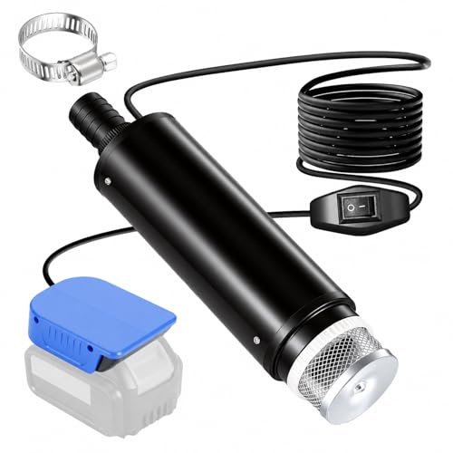 Viitech Akku Wasserpumpe für Bosch 18V System GBA Akku 30L/min Tragbare | Wasserpumpe & Sumpfpumpe Wasserpumpe Akku Selbstansaugende Akku Tauchpumpe für Pool Garten Regenfass Entwässerung