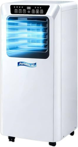 Climatiseur Mobile 3-en-1 7000/9000 BTU, Silencieux pour Chambre 9000BTU | Climatiseur Portable 3-en-1 avec Télécommande, Minuterie 24 h, Refroidissement, Ventilation, Déshumidification et Kit Fenêtre