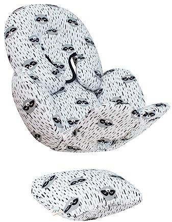 JYOKO Kids Sitzverkleinerer Antiallergikum Universal Baby 100% Baumwolle (Raccoon, Enthält Kopf-, eine Körper- und eine Rückenstütze)