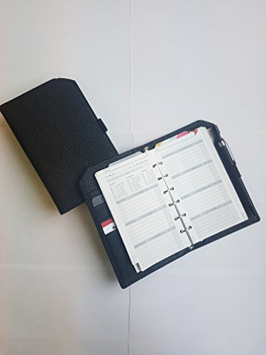 Terminplaner HelfRecht Ringbuch Classic aus Leder/Wochenplaner/Terminplaner/Terminkalender bis Dez. 2024 - schwarz - 17-mm Ringmechanik